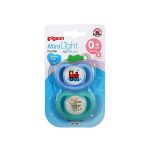 Pigeon Mini Light Pacifier Size S 0+m 2pcs - Baby Blue& Green