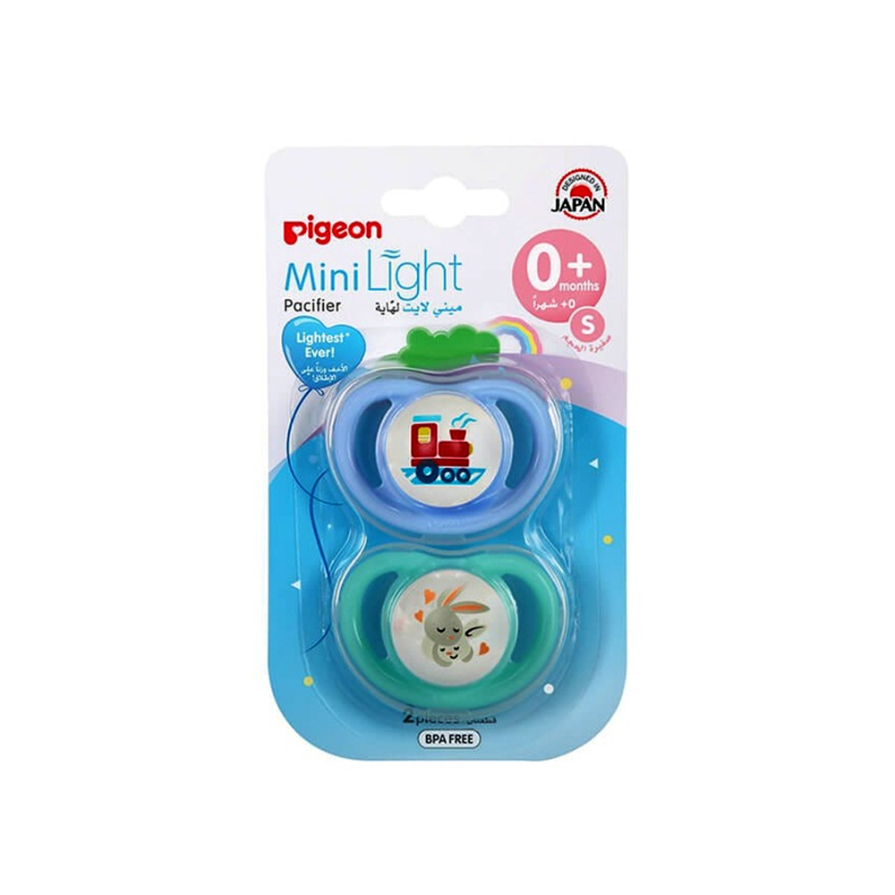 4902508782623-1 Pigeon Mini Light Pacifier Size S 0+m 2pcs - Baby Blue& Green - الصورة 1