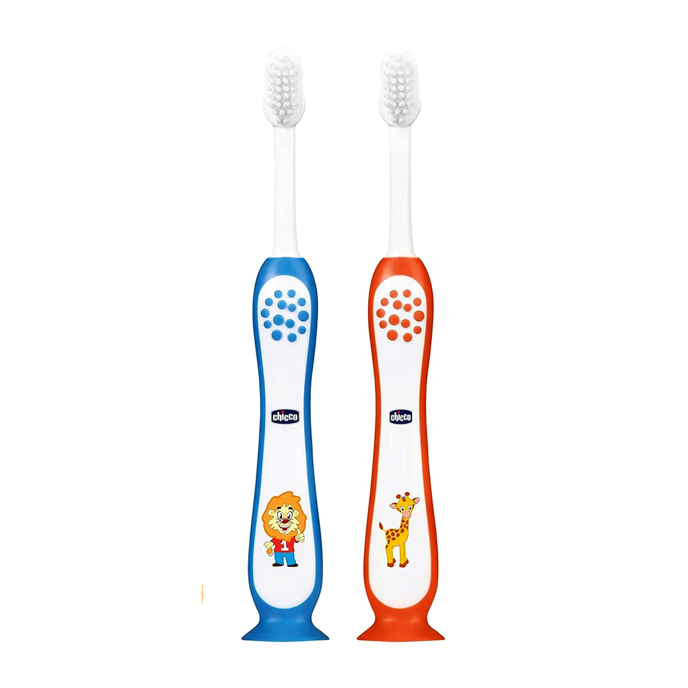 8058664164325-1 Chicco Toothbrush 3-8 years 2 pcs - Blue and Orange - الصورة 1