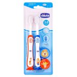 ⁦Chicco Toothbrush 3-8 years 2 pcs - Blue and Orange⁩ - الصورة ⁦5⁩
