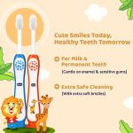 ⁦Chicco Toothbrush 3-8 years 2 pcs - Blue and Orange⁩ - الصورة ⁦2⁩