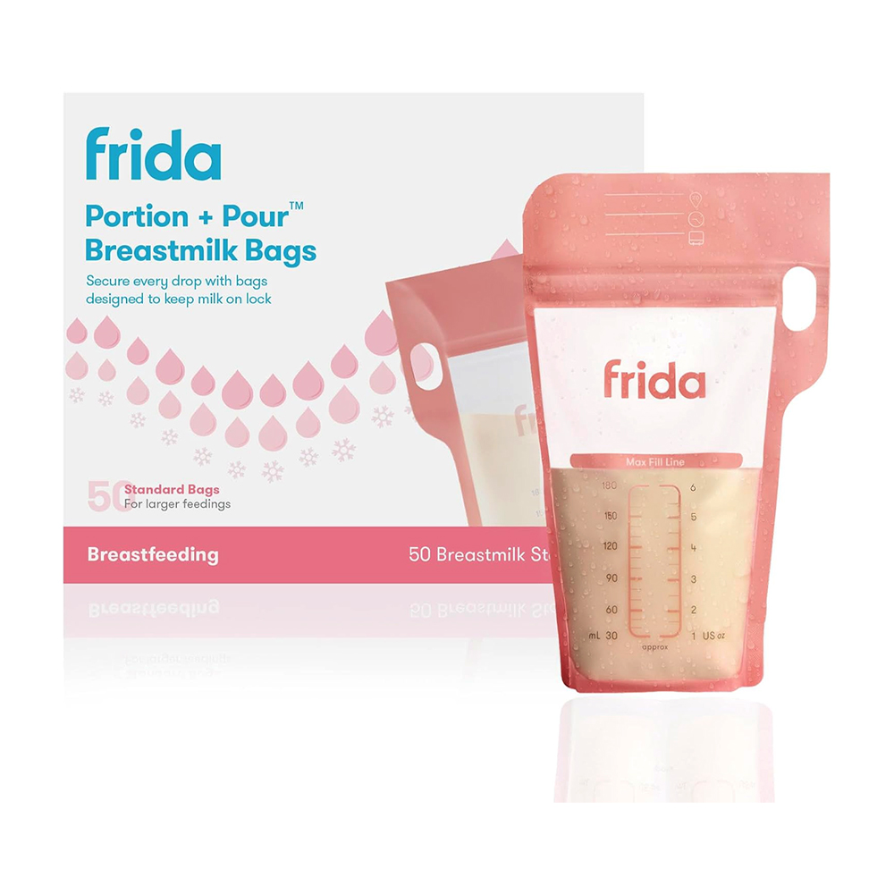 810028777286-1 Frida Mom Portion + Pour Breastmilk Bags - 50bags ( 6oz ) - Image 1