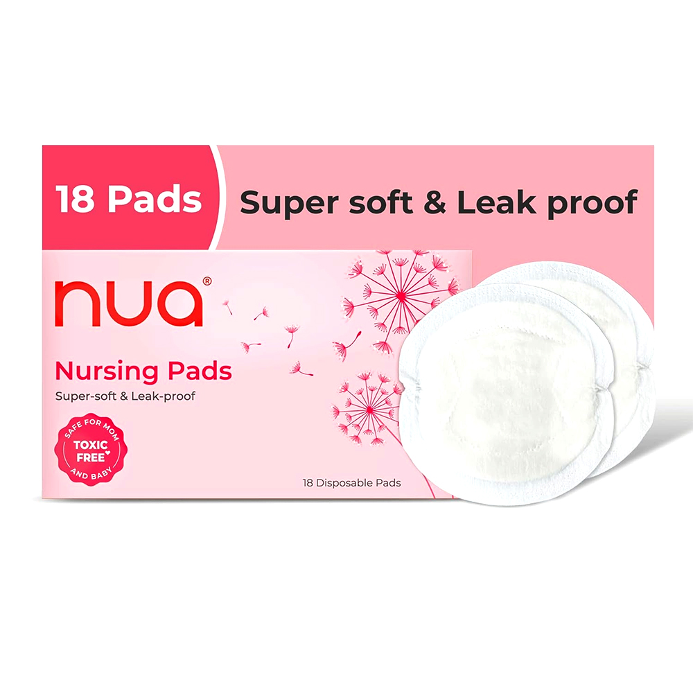 8906120042178-1 Nua Disposable Nursing Breast Pads - Pack of 18 - Soft,Leakproof & Breathable - الصورة 1