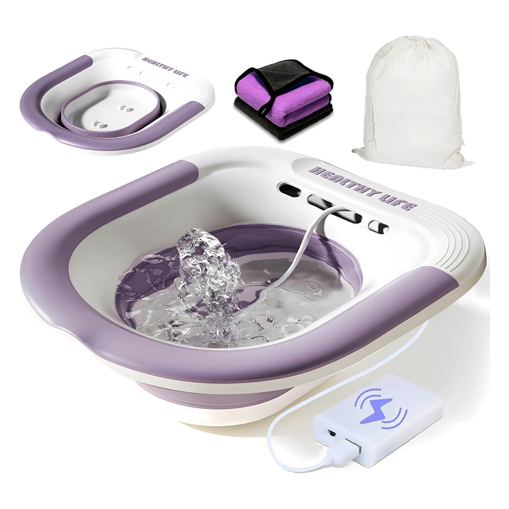 10000502795-1 Healthy Life Foldable V Steam Seat Sitz Bath with Pump - Purple - Image 1